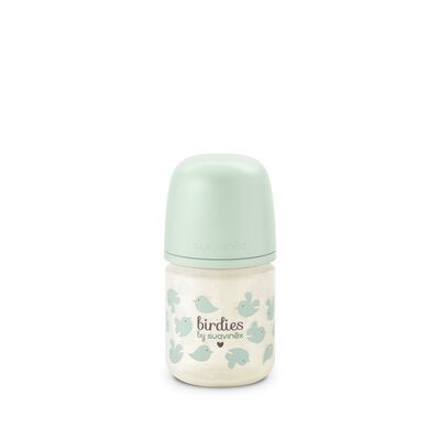 Glass baby bottle 120ml teat SX Pro XS Birdies