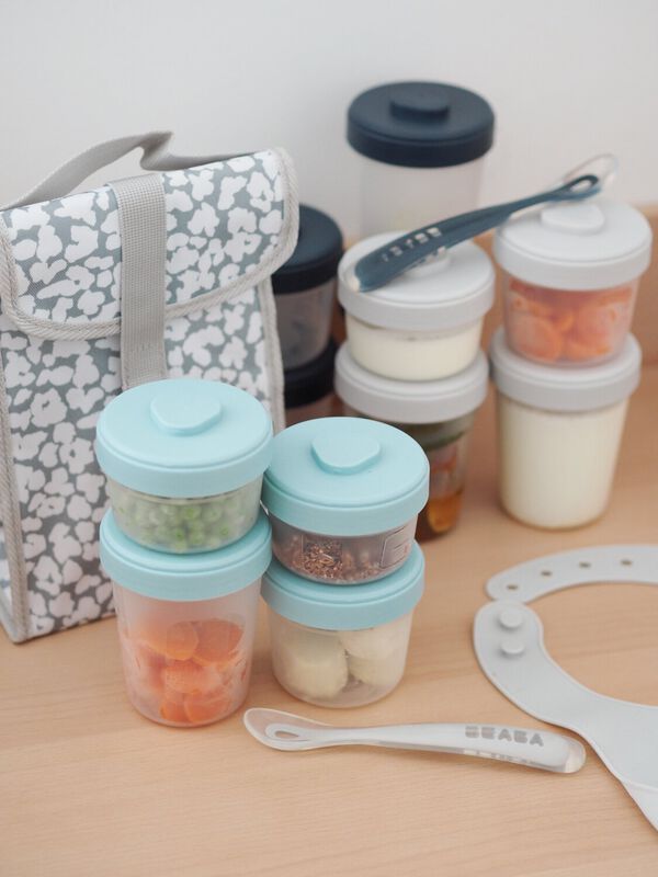 Pack premiers repas (12 portions + 2 cuill&egrave;res) Bleu/Gris