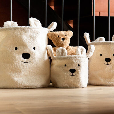 Teddy Korb 2-er Set - Altweiss