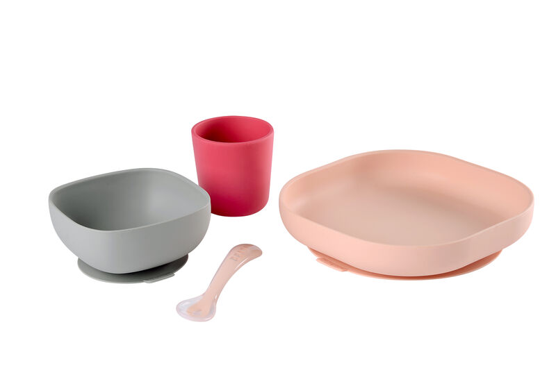Set vaisselle silicone 4 pièces pink