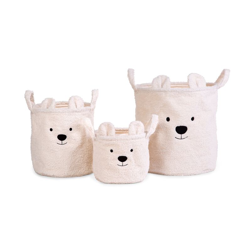 Teddy Korb 2-er Set - Altweiss