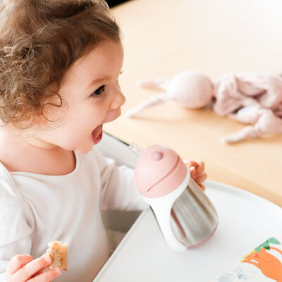 Vaso con pajita de acero inoxidable 250 ml old pink