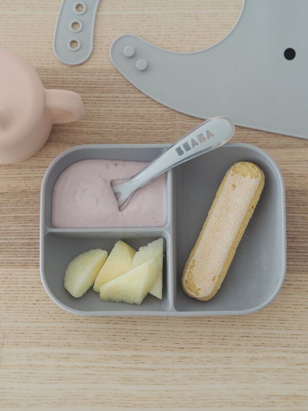 Lern-Set aus Silikon + Tasse pink