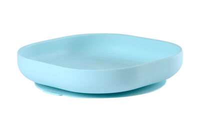Plato de silicona con ventosa light blue