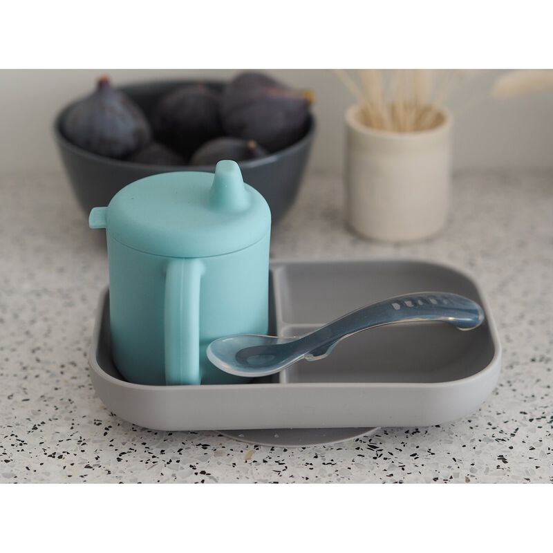 Lern-Set aus Silikon + Tasse blue
