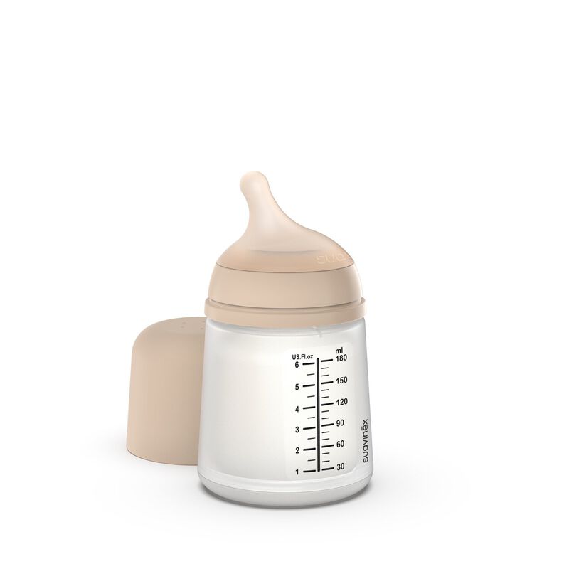 ZERO.ZERO Anti-Kolik Flasche 180 ml - Speziell f&uuml;r das Stillen. Sand