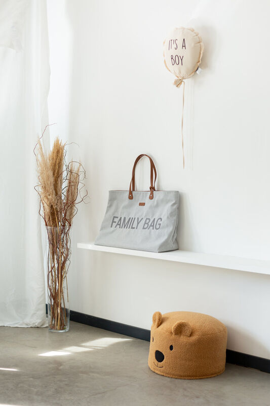 Family Bag - Righe Cotone Grigio