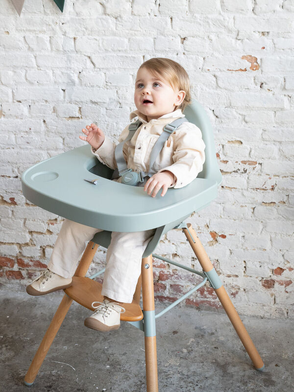 Evolu Chaise Haute - R&eacute;glable En Hauteur (50-75 Cm/*90 Cm) - Naturel Menthe