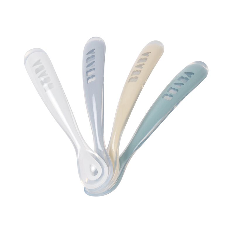 Lot de 4 cuillères 1er âge silicone - Set Galet (Béaba) - Image 1