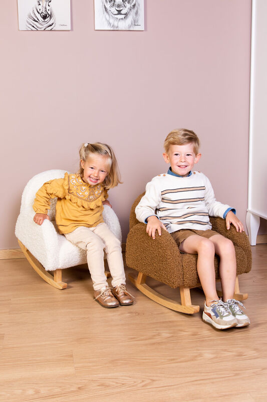 Kids Rocking Chair Teddy Off White