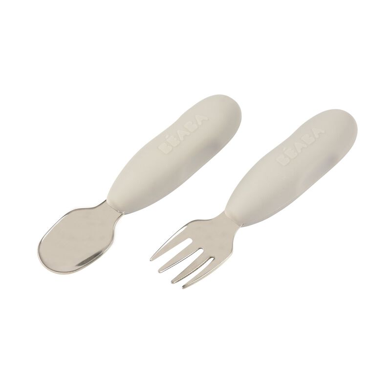 Lot 2 pré-couverts d'apprentissage Inox Gris velours