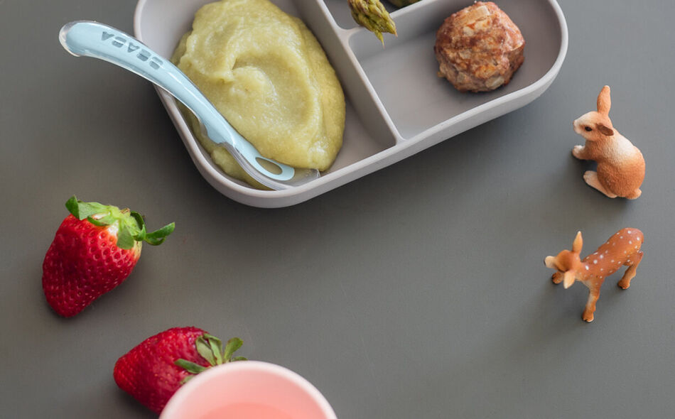  Silicone Suction Plate and Spoon Set grey