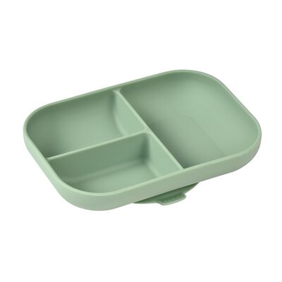 Silicone Suction Divided Plate  - Sage Green