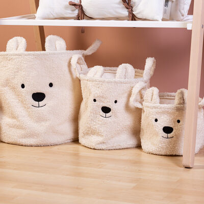 Basket 40x40x40cm Teddy off white