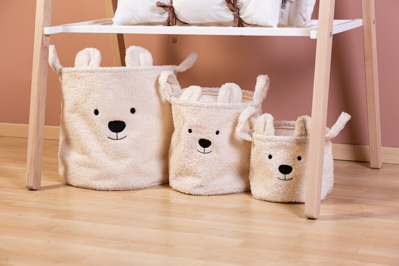 Opbergmand - 25x20x20 Cm - Teddy - Ecru