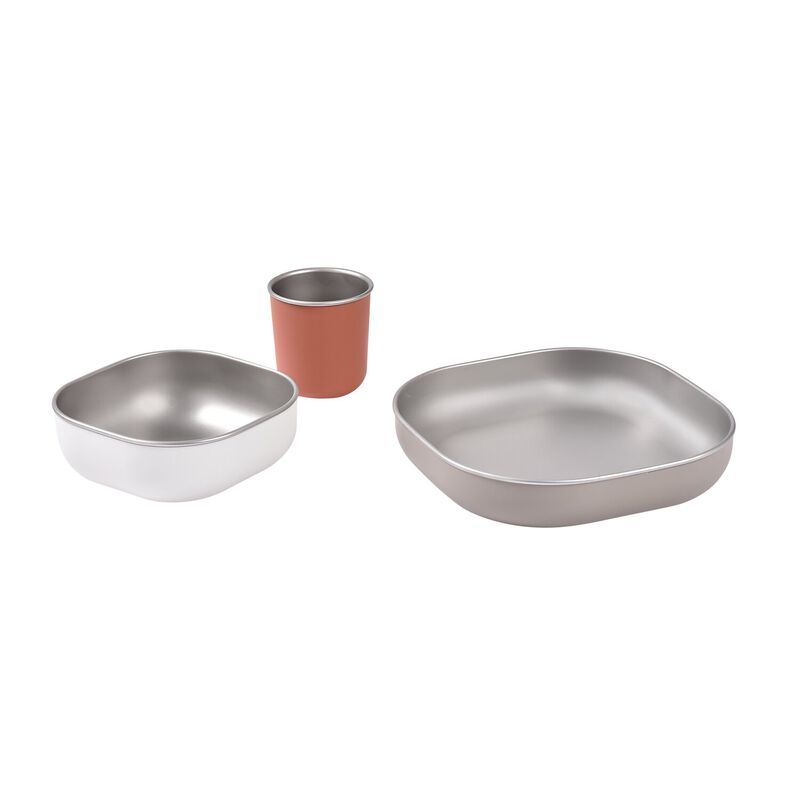 Edelstahl-Essensset f&uuml;r die Mikrowelle - Terracotta