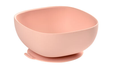Silicone bowl with suction cup pink
