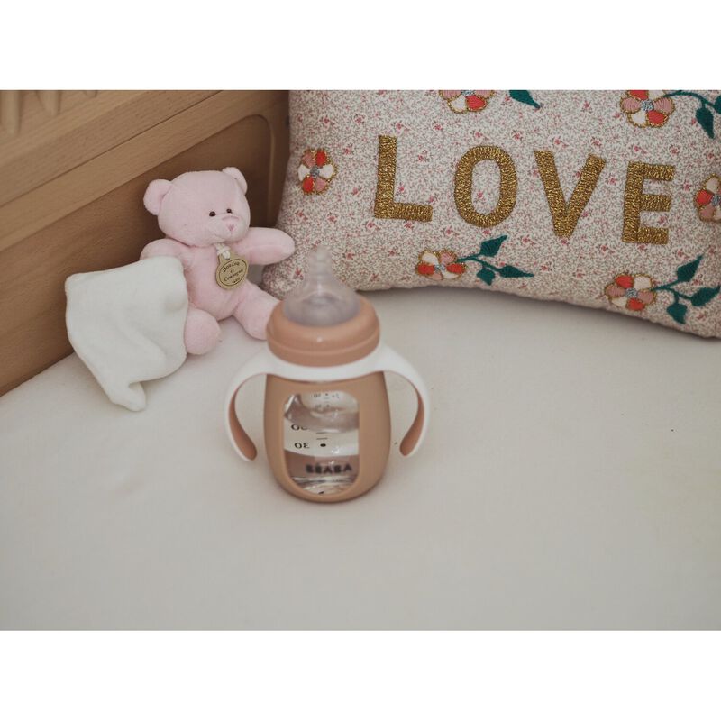 Biberon d'apprentissage en verre 2 en 1 - 210ml Vieux rose
