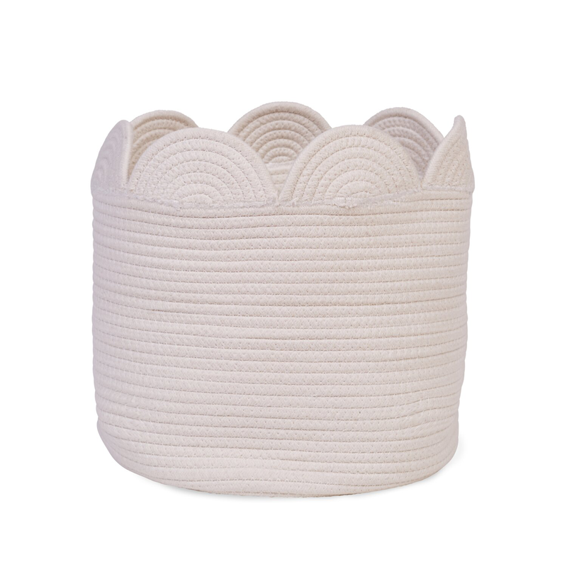 Basket 30x30x15cm Flower off white 