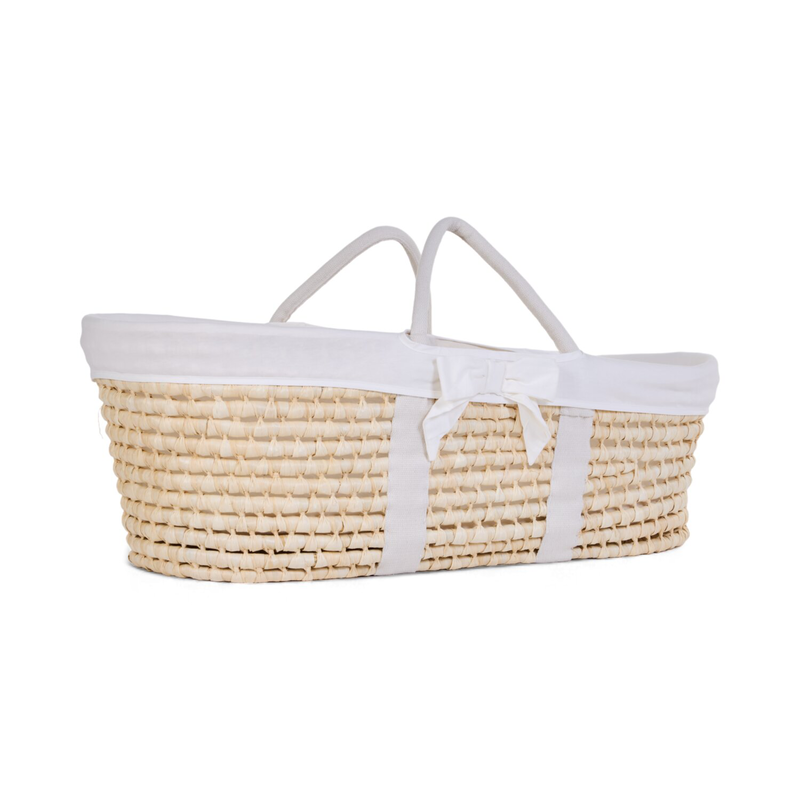 Moses Basket - Natural + Jersey Cover Off White