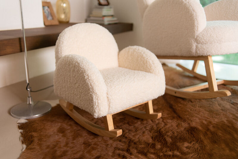 Fauteuil &agrave; Bascule pour enfants Teddy Ecru