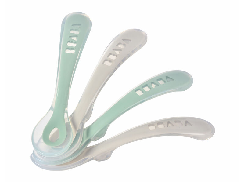 Set of 4 2nd age silicone spoon velvet grey / sage green 1.0