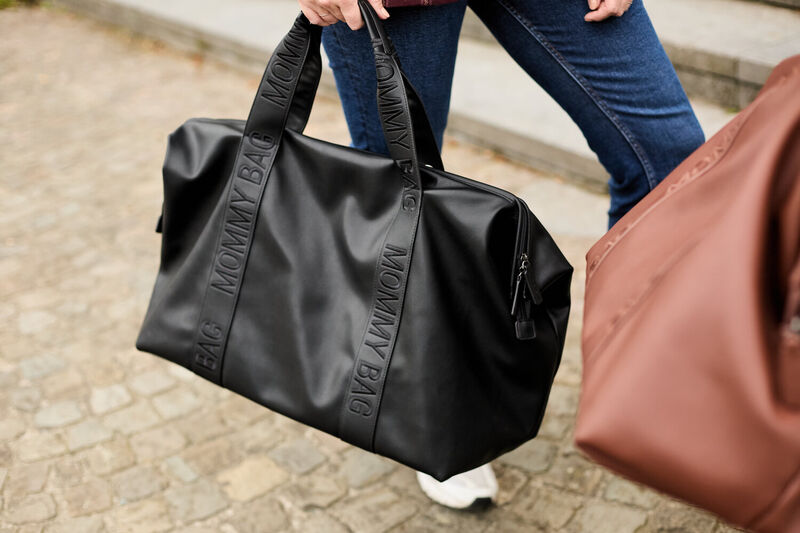Mommy Bag &reg; Wickeltasche &ndash; Signature-Look - Veganes Leder - Schwarz
