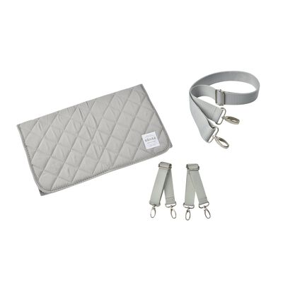 Zubeh&ouml;rset - hellgraue Tasche Wickelunterlage, Kinderwagenclip