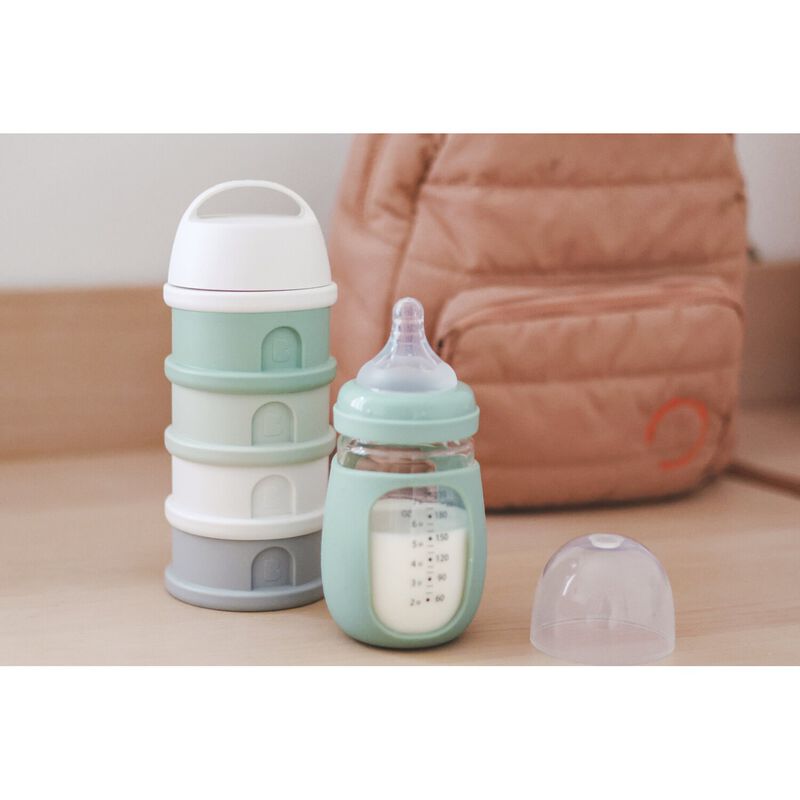 Bo&icirc;te doseuse de lait 4 compartiments empilables Vert sauge
