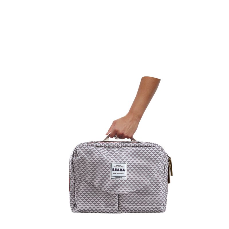 Wickeltasche Geneve II - Playprint grey/coral
