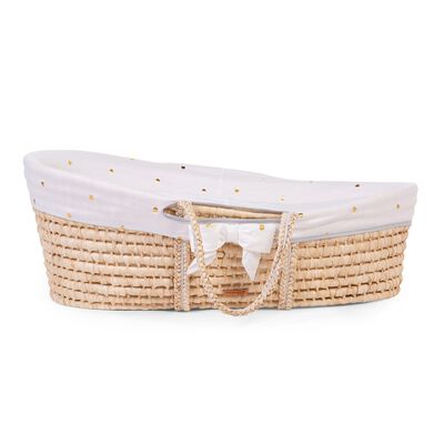 Moses Basket Cover - Jersey - Gold Dots