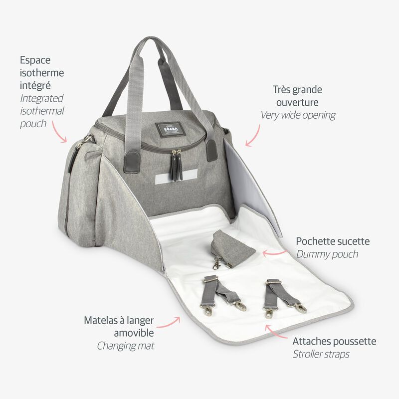 Sydney Diaper Bag - heather grey