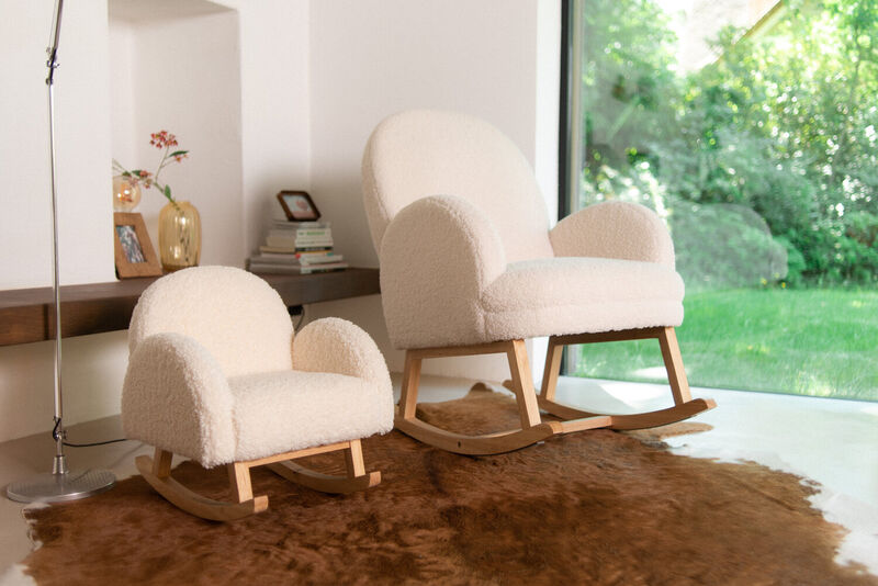 Kids Rocking Chair Teddy Off White