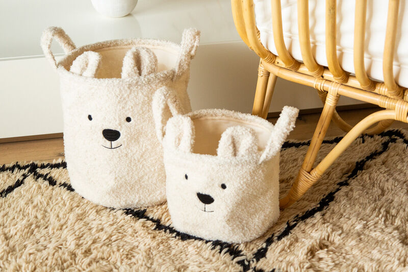 Opbergmand - 40x40x40 Cm - Teddy - Ecru