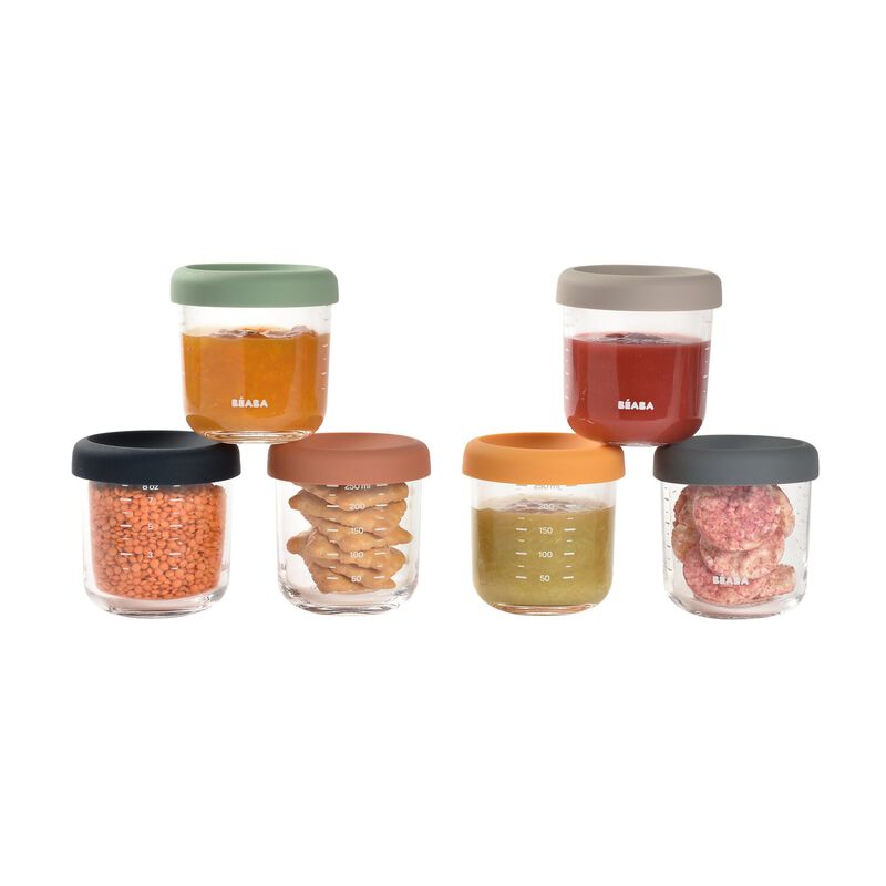 Sunrise Set of 6 Extra Strong Glass Container 250ml (mixed color)