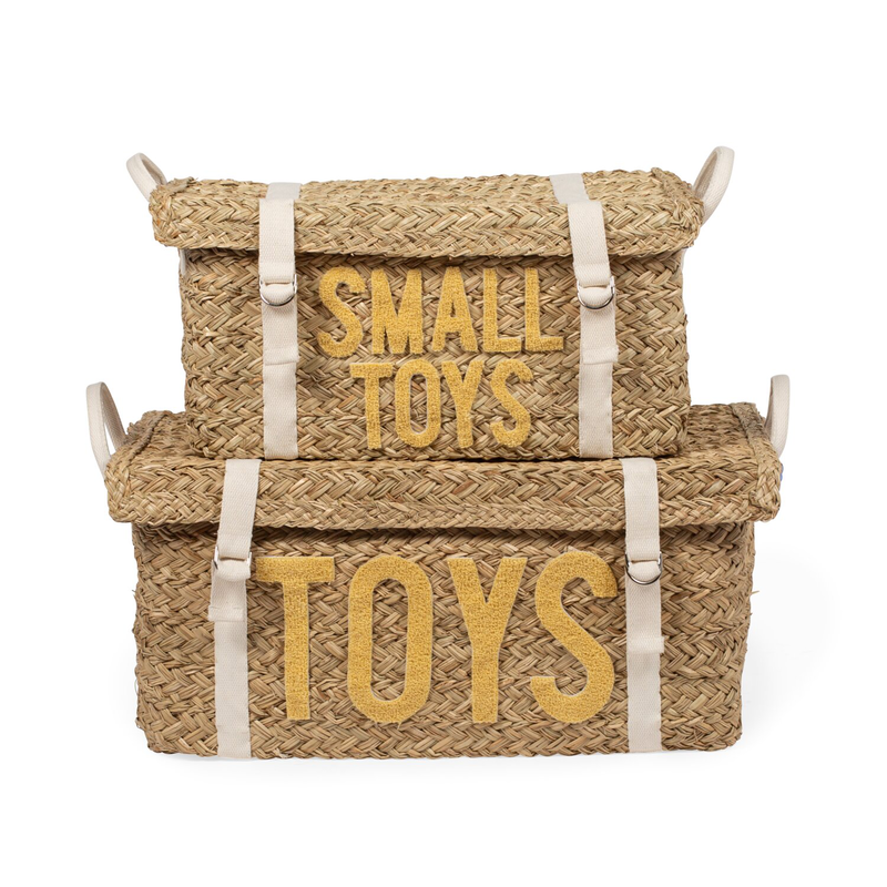 Coffre à jouets en rotin jaune 2pcs (Childhome) - Image 2