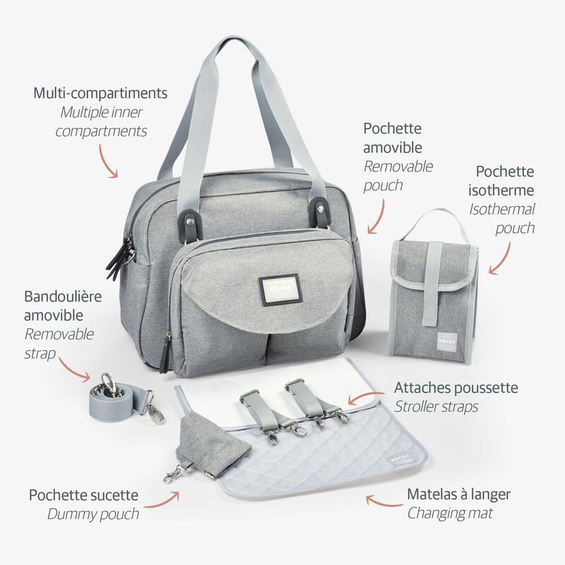Changing bag Geneve II - heather grey