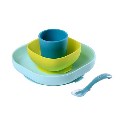 Set vaisselle silicone 4 pièces blue