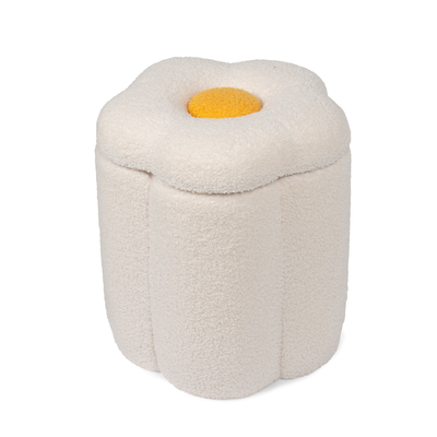 Pouf + Spielzeugaufbewahrung Blume offwhite