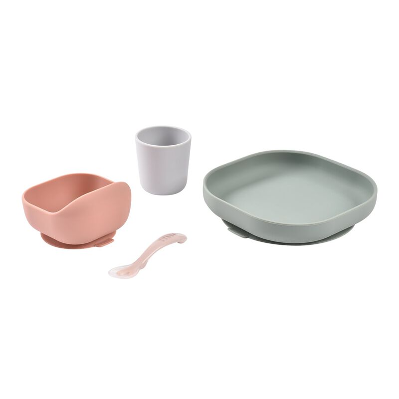 4-piece silicone dinner set - Eucalyptus