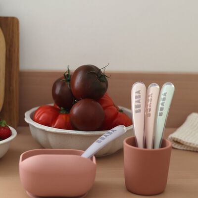 Lot de 4 cuill&egrave;res 1er &acirc;ge silicone 