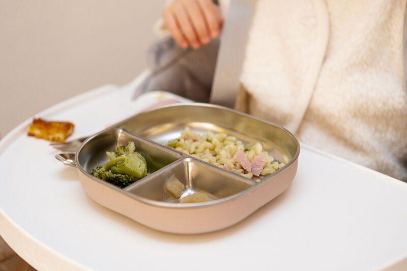 Magnetronbestendig roestvrijstalen bord met compartimenten - Cotton candy