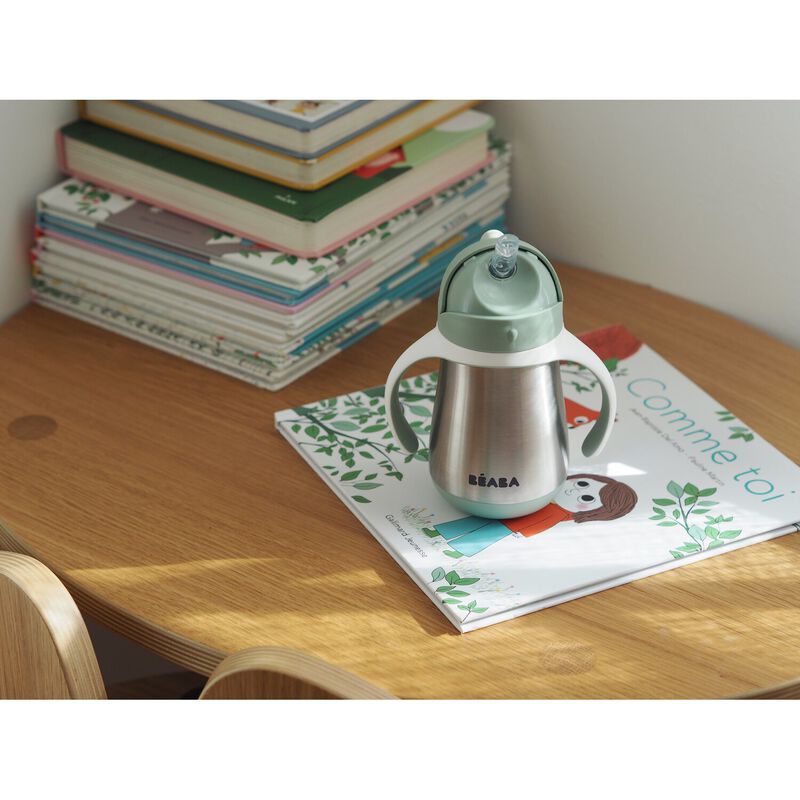 Tasse paille inox 250ml Vert sauge (Béaba) - Image 5