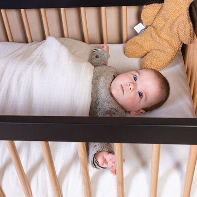 Cot 60x120cm BE97 + wheels black naturel