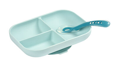 Silicone meal set with suction cup blue