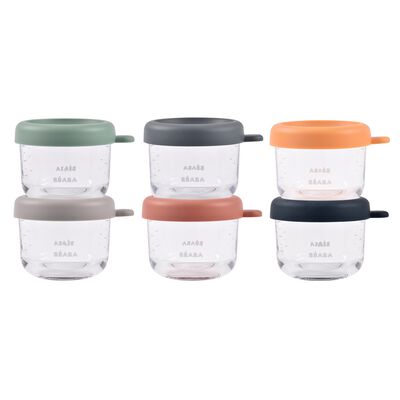 Set of 6 glass baby food jars 150 ml - Sunrise Color Mix