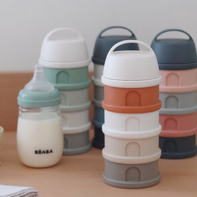Bo&icirc;te doseuse de lait 4 compartiments empilables Terracotta
