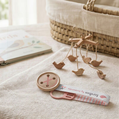 Birdies Pacifier Clip with Ribbon