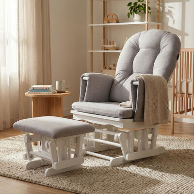Fauteuil A Bascule Avec Repose-Pied - Canvas - Gris