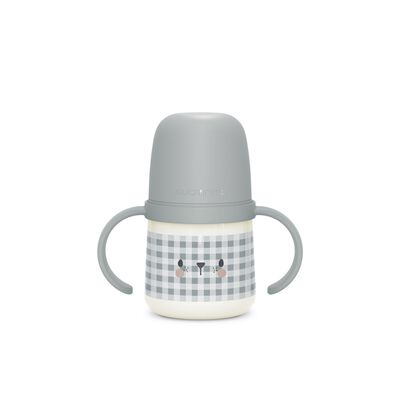 Phosphoreszierende Babyflasche mit Henkeln und Schnabel aus Silikon Night&Day +6m. Bear